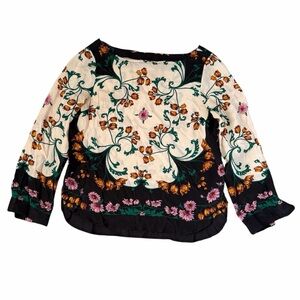 Maeve Florence Floral Silk Blouse Anthropologie Cottagecore Granny Chic 2P
